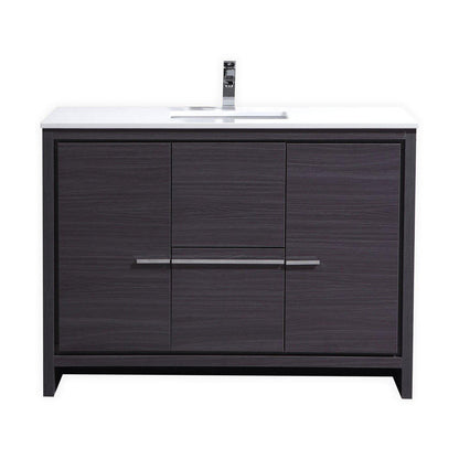 KubeBath Dolce 48 in. Modern Bathroom Vanity with White Quartz Counter Top - Gray Oak, AD648SWB