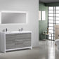KubeBath Dolce 60 in. Double Sink Modern Bathroom Vanity with White Quartz Counter Top - Ash Gray, AD660DHG