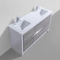 KubeBath Dolce 60 in. Double Sink Modern Bathroom Vanity with White Quartz Counter Top - Ash Gray, AD660DHG