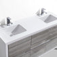 KubeBath Dolce 60 in. Double Sink Modern Bathroom Vanity with White Quartz Counter Top - Ash Gray, AD660DHG