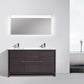 KubeBath Dolce 60 in. Double Sink Modern Bathroom Vanity with White Quartz Counter Top - Dark Gray Oak, AD660DWB