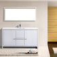 KubeBath Dolce 60 in. Modern Bathroom Vanity with White Quartz Counter Top - High Gloss White, AD660SGW