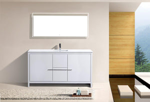 KubeBath Dolce 60 in. Modern Bathroom Vanity with White Quartz Counter Top - High Gloss White, AD660SGW