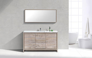 KubeBath Dolce 60 in. Modern Bathroom Vanity with White Quartz Counter Top - Nature Wood, AD660SNW