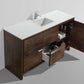 KubeBath Dolce 60 in. Rose Wood Modern Bathroom Vanity with White Quartz Counter-Top, AD660SRW
