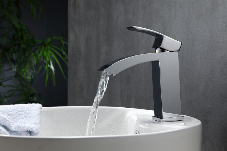 KubeBath Aqua Balzo Single Lever Wide Spread Bathroom Vanity Faucet - Chrome, AFB053