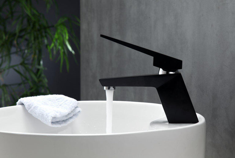KubeBath Aqua Siza Single Lever Modern Bathroom Vanity Faucet - Matt Black, AFB13BK