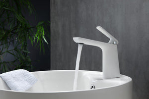 KubeBath Aqua Adatto Single Lever Faucet - Chrome and White, AFB1639WH