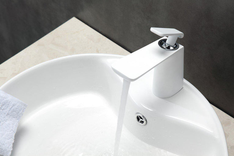 KubeBath Aqua Adatto Single Lever Faucet - Chrome and White, AFB1639WH