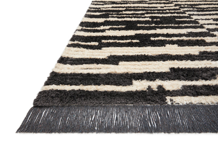 Chris Loves Julia x Loloi Rug in Cream, Charcoal - 18 x 18 Inches