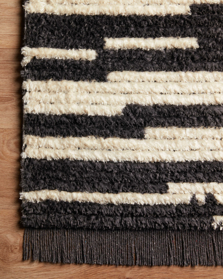Chris Loves Julia x Loloi Rug in Cream, Charcoal - 18 x 18 Inches