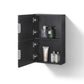 KubeBath Bliss 14" Wide by 24" High Linen Side Cabinet With One Door in Black Wood Finish, ALT24-BK
