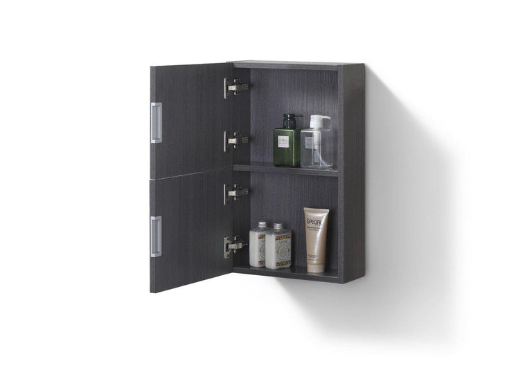 KubeBath Bliss 14" Wide by 24" High Linen Side Cabinet With One Door in High Gloss Gray Oak Finish, ALT24-HGGO