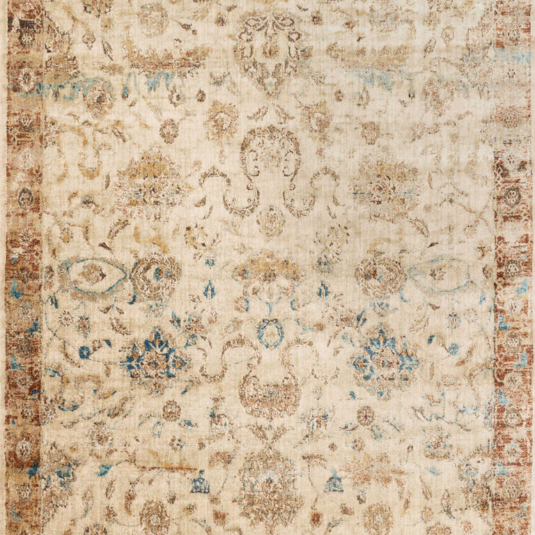 Loloi Rugs Anastasia Collection Rug in Ant. Ivory, Rust - 7'10" x 7'10"