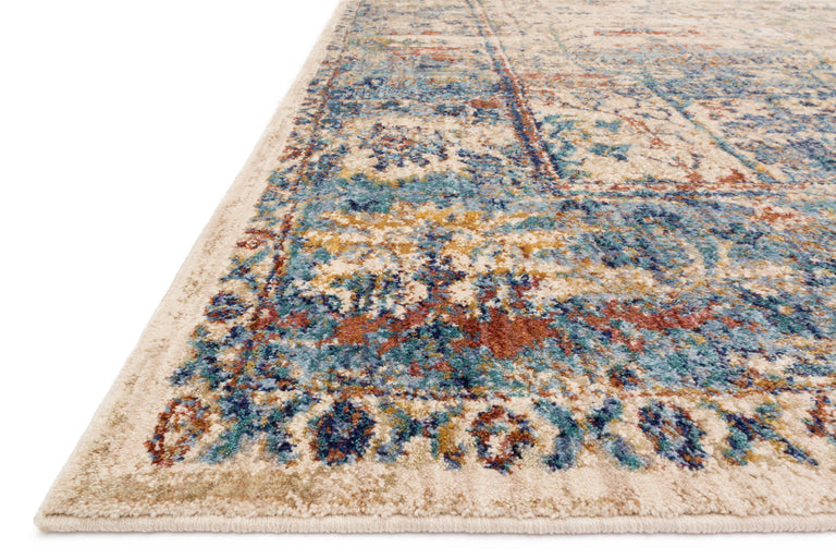 Loloi Rugs Anastasia Collection Rug in Sand, Lt. Blue - 7'10" x 7'10"