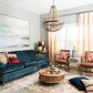 Loloi Rugs Anastasia Collection Rug in Sand, Lt. Blue - 7'10" x 7'10"