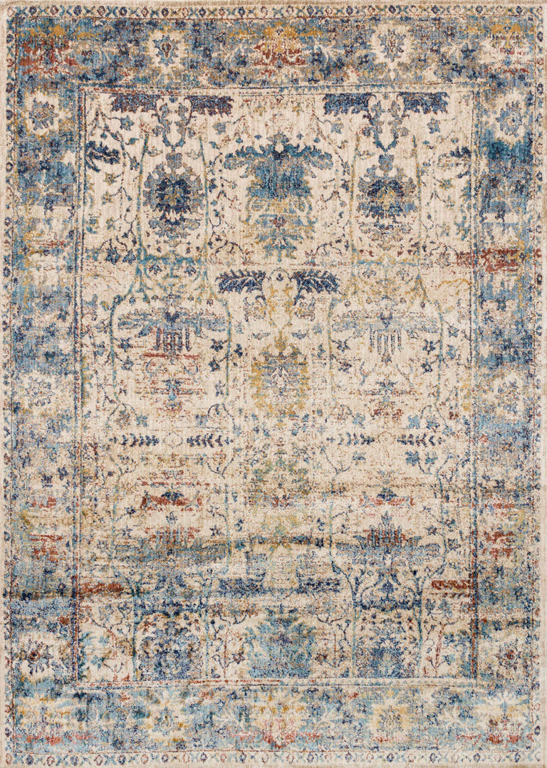 Loloi Rugs Anastasia Collection Rug in Sand, Lt. Blue - 6'7" x 9'2"