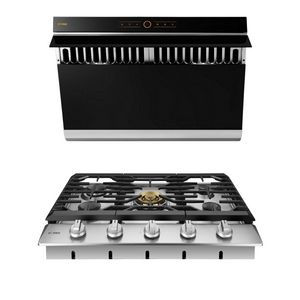 Fotile Package 30 Inch Cooktop and 30 Inch 850 CFM Range Hood in Black, AP-GLS30501-2