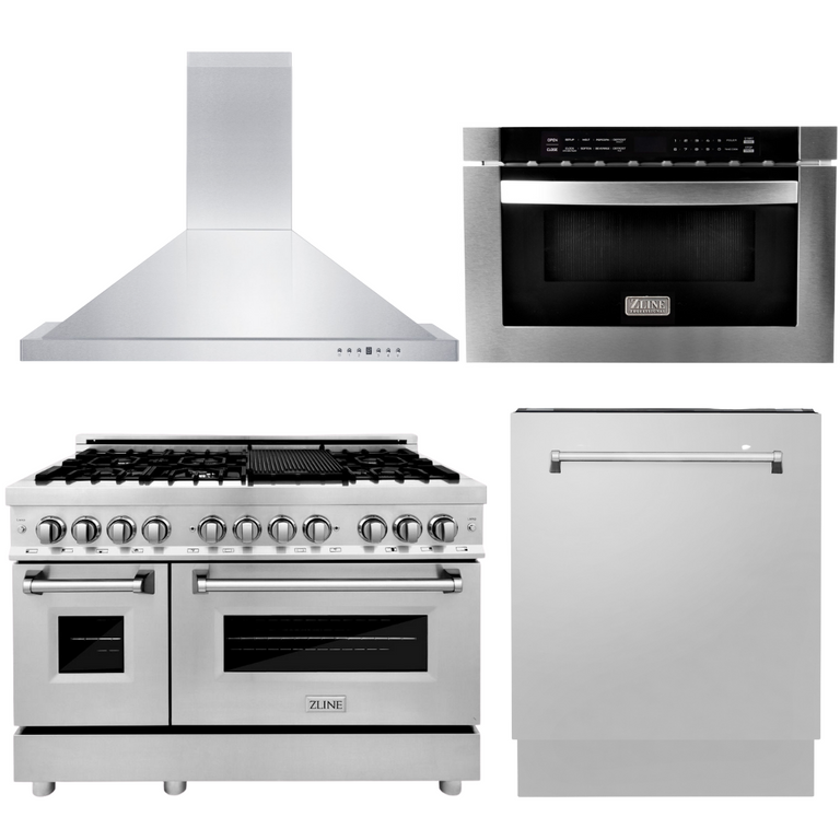ZLINE Appliance Set –  48" Range, Range Hood, Microwave, Dishwasher, AS-RA48-5