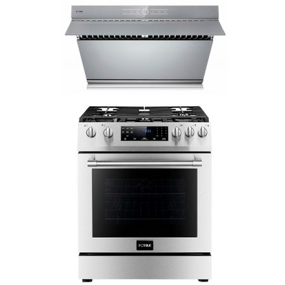 Fotile Appliance Package 30 In. Gas Range and 30 In. Silver Gray Range Hood with Touch Buttons, 850 CFM, AP-RLS30506-4