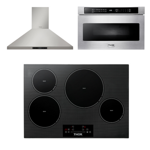 THOR Kitchen Package - 30" Induction Cooktop, Range Hood, Microwave, AP-TIH30-5