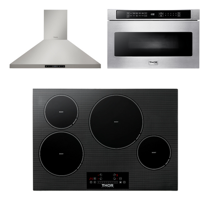 THOR Kitchen Package - 30" Induction Cooktop, Range Hood, Microwave, AP-TIH30-5