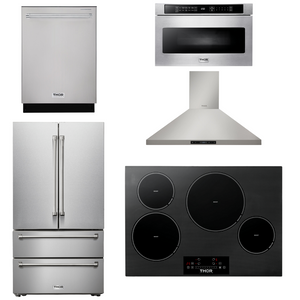 THOR Kitchen Package - 30" Induction Cooktop, Range Hood, Microwave, Refrigerator, Dishwasher, AP-TIH30-7