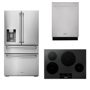 THOR Kitchen Package - 30" Induction Cooktop, Refrigerator with Water and Ice Dispenser, Dishwasher, AP-TIH30-9
