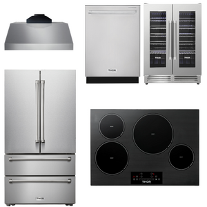 THOR Kitchen Package - 30" Induction Cooktop, Range Hood, Refrigerator, Dishwasher, Wine Cooler, AP-TIH30-C-3