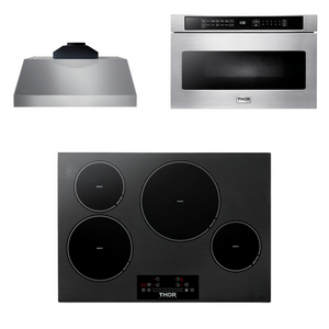 THOR Kitchen Package - 30" Induction Cooktop, Range Hood, Microwave, AP-TIH30-C-4