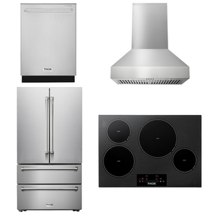 THOR Kitchen Package - 30" Induction Cooktop, Range Hood, Refrigerator, Dishwasher, AP-TIH30-W-2