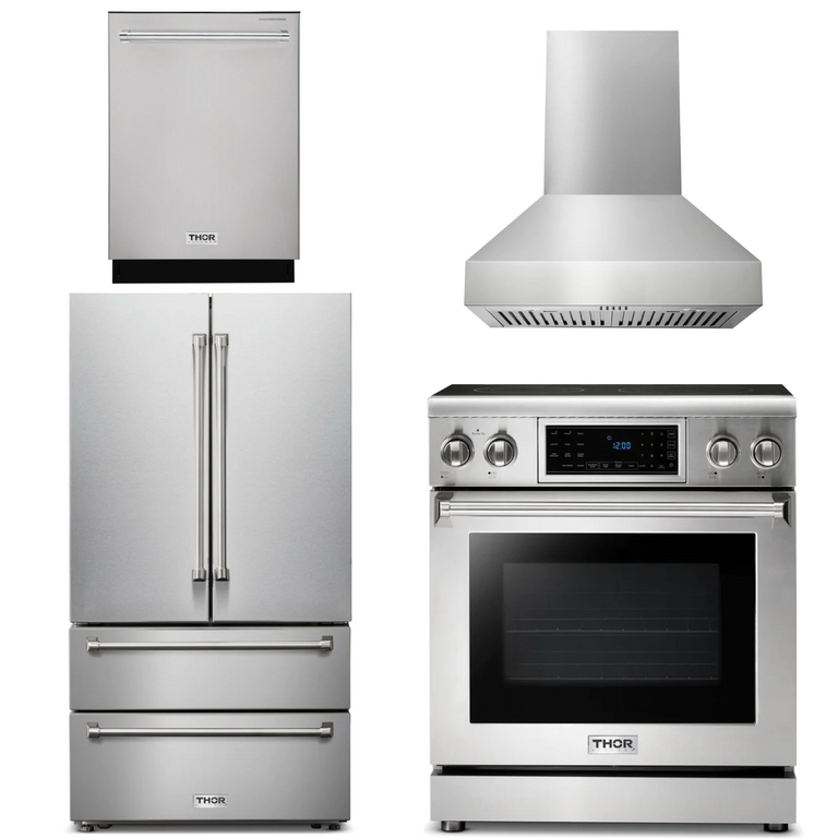 Thor Kitchen Package - 30" Electric Range, Range Hood, Refrigerator, Dishwasher, AP-TRE3001-W-2