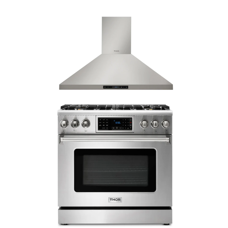 Thor Kitchen Appliance Package - 36 In. Natural Gas Range, Range Hood, AP-TRG3601LP