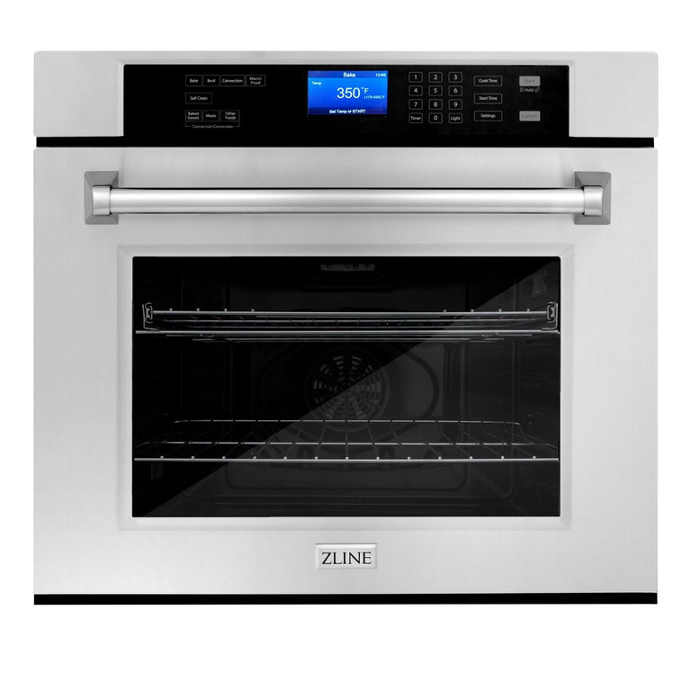 ZLINE 30 in. Self-Cleaning Wall Oven and 24 in. Microwave Oven Appliance Package, 2KP-MW24-AWS30