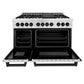 ZLINE Autograph 48 in. Gas Burner/Electric Oven in DuraSnow® Stainless Steel with Matte Black Accents, RASZ-SN-48-MB