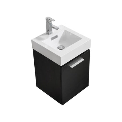 Bliss 16 in. Wall Mount Modern Bathroom Vanity - Black