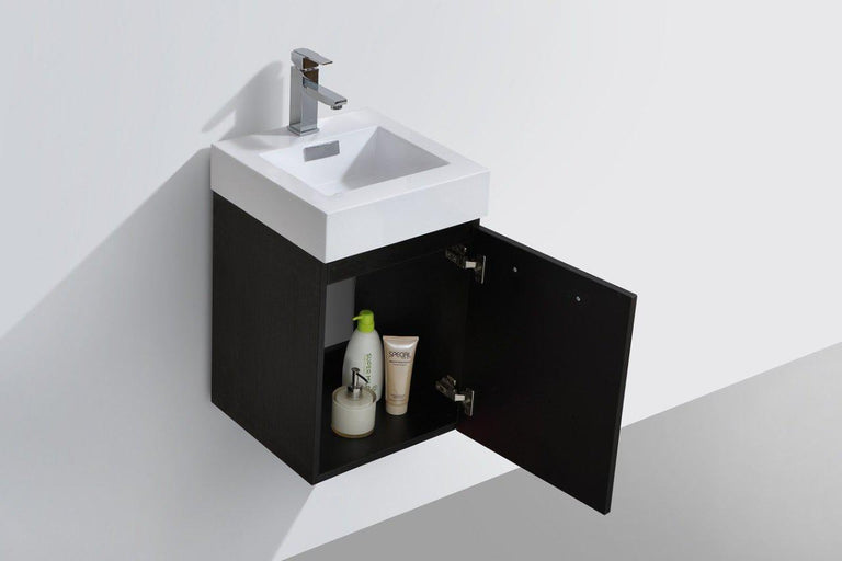 Bliss 16 in. Wall Mount Modern Bathroom Vanity - Black