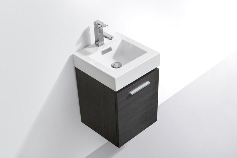Bliss 16 in. Wall Mount Modern Bathroom Vanity - Gray Oak