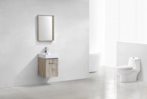 Bliss 16 in. Wall Mount Modern Bathroom Vanity - Nature Wood
