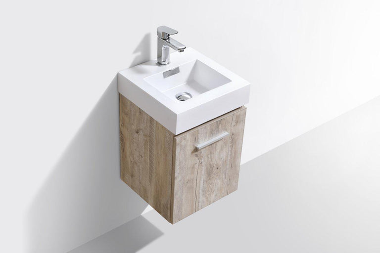 Bliss 16 in. Wall Mount Modern Bathroom Vanity - Nature Wood
