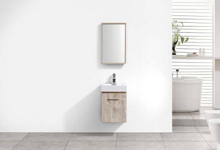 Bliss 16 in. Wall Mount Modern Bathroom Vanity - Nature Wood