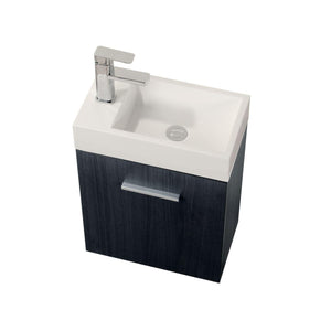 Bliss 18 in. Wall Mount Modern Bathroom Vanity - High Gloss Gray Oak