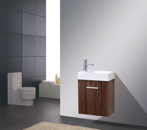 Bliss 18 in. Wall Mount Modern Bathroom Vanity - Walnut