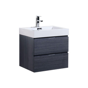 Bliss 24 in. Wall Mount Modern Bathroom Vanity - Gray Oak