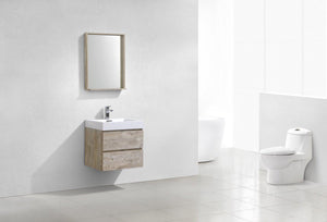 Bliss 24 in. Wall Mount Modern Bathroom Vanity - Nature Wood