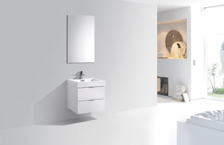 Bliss 24 in. Wall Mount Modern Bathroom Vanity - High Gloss White