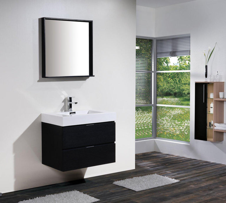 Bliss 30 in. Wall Mount Modern Bathroom Vanity - Black