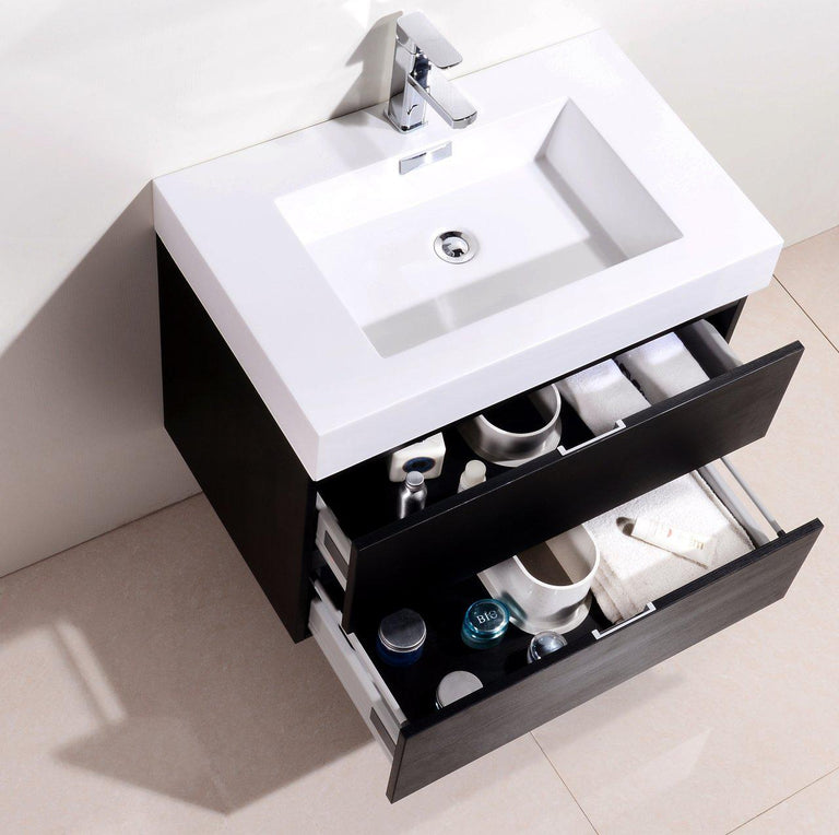 Bliss 30 in. Wall Mount Modern Bathroom Vanity - Black
