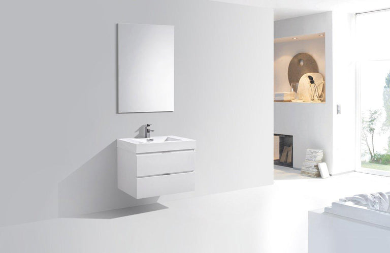 Bliss 30 in. Wall Mount Modern Bathroom Vanity - High Gloss White