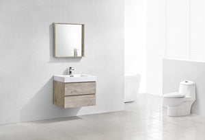 Bliss 30 in. Wall Mount Modern Bathroom Vanity - Nature Wood